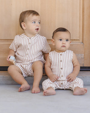 Quincy Mae - Jaxson Shirt + Woven Short Vintage Stripe Natural