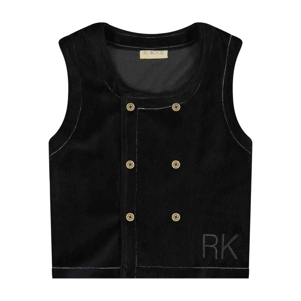 Retro Kid Black Vince Velvet Vest