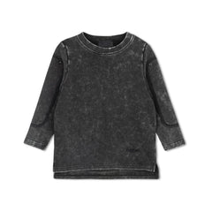 Byke Black Wash Denim Patch Crewneck