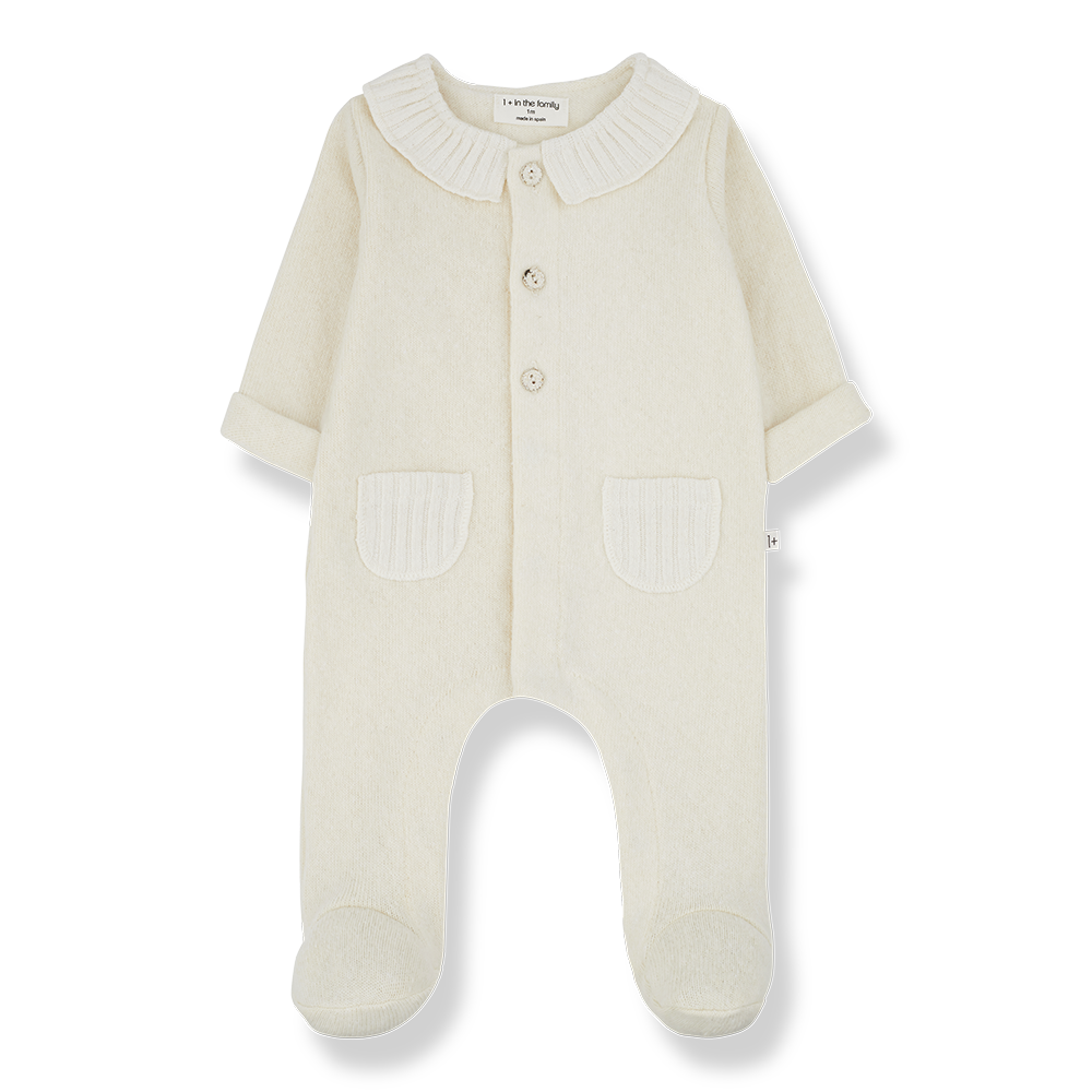 1+ in the Family Ecru Alexia Jumpsuit with Feet