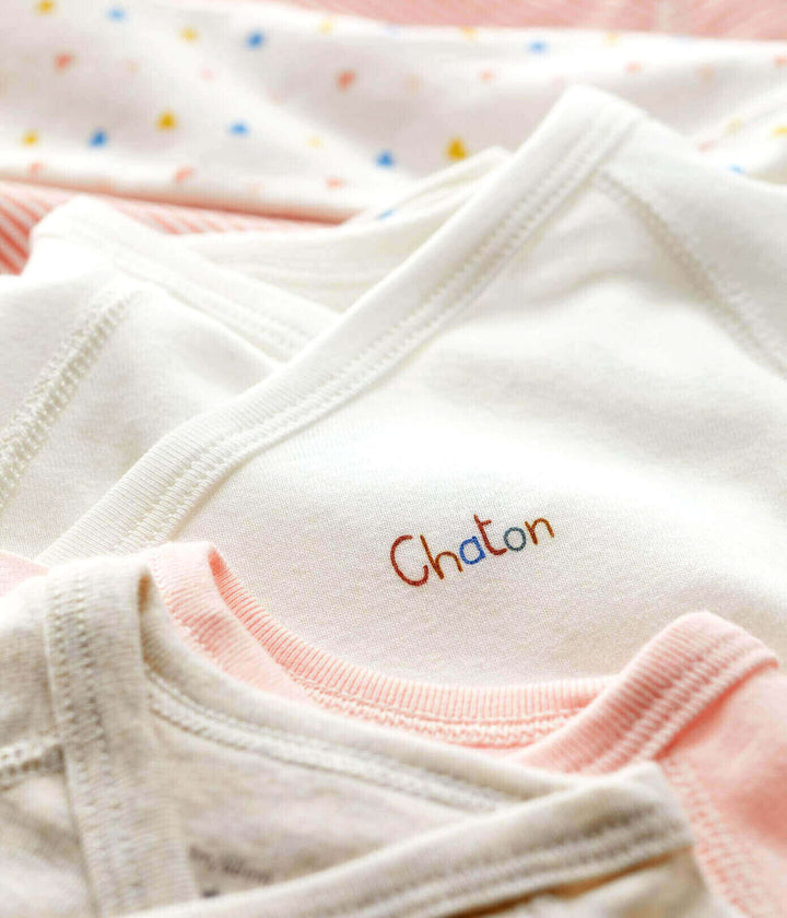 Petit Bateau Baby Long Sleeve Crossover Bodysuit Organic Cotton Pack of 5