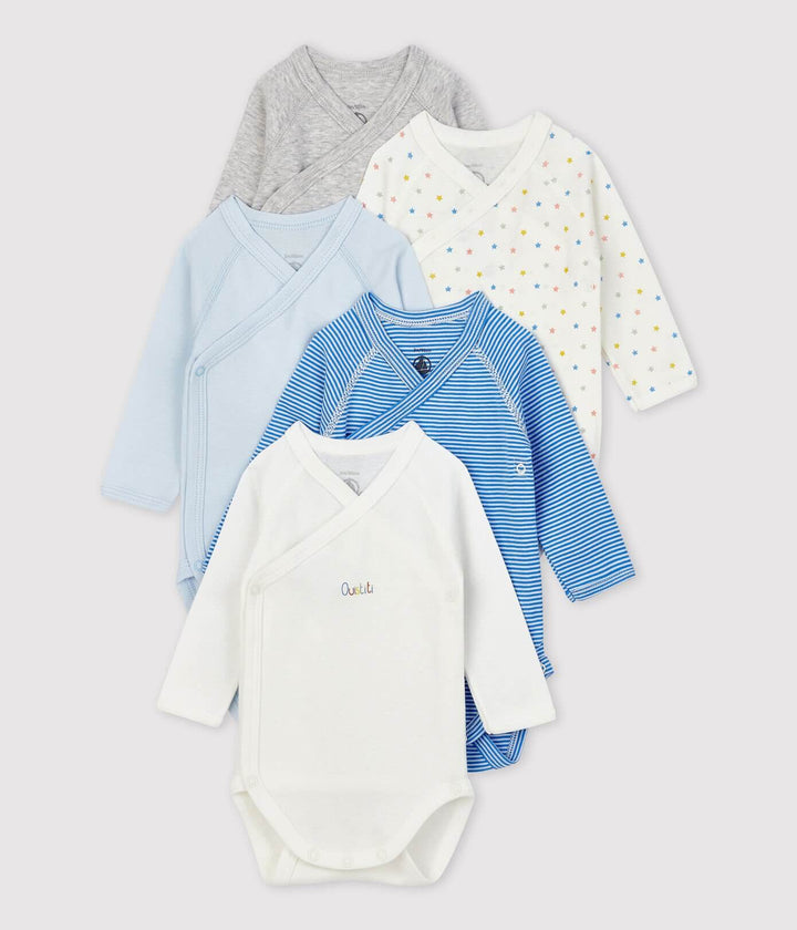 Petit Bateau Baby Long Sleeve Bodysuit Organic Cotton Pack of 5