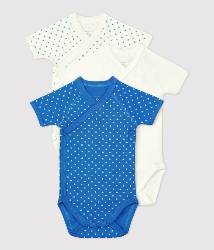 Petit Bateau Baby Boy Star Print Bodysuit Organic Cotton Pack of 3