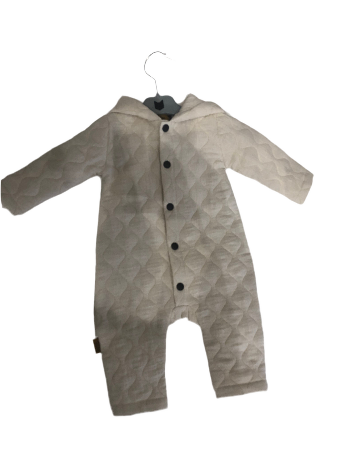 Hebe Creme Quilted Romper with Hood and Butons