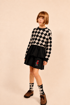 Little Parni – Casual Cropped Argyle Sweatshirt | Black