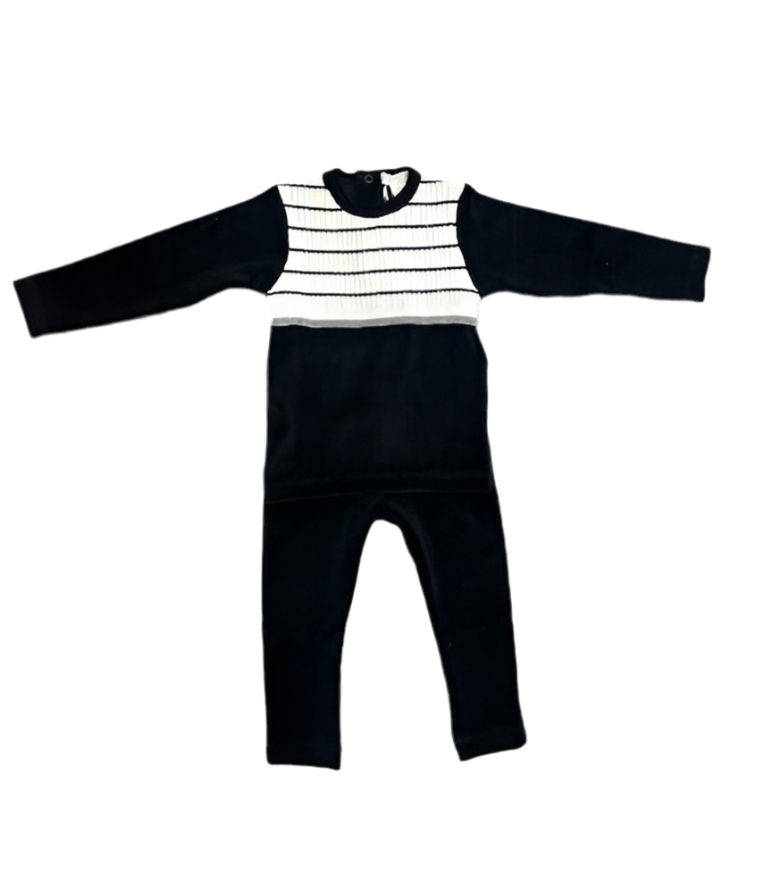 Chant de Joie Black/White Velour 2 Pc Set
