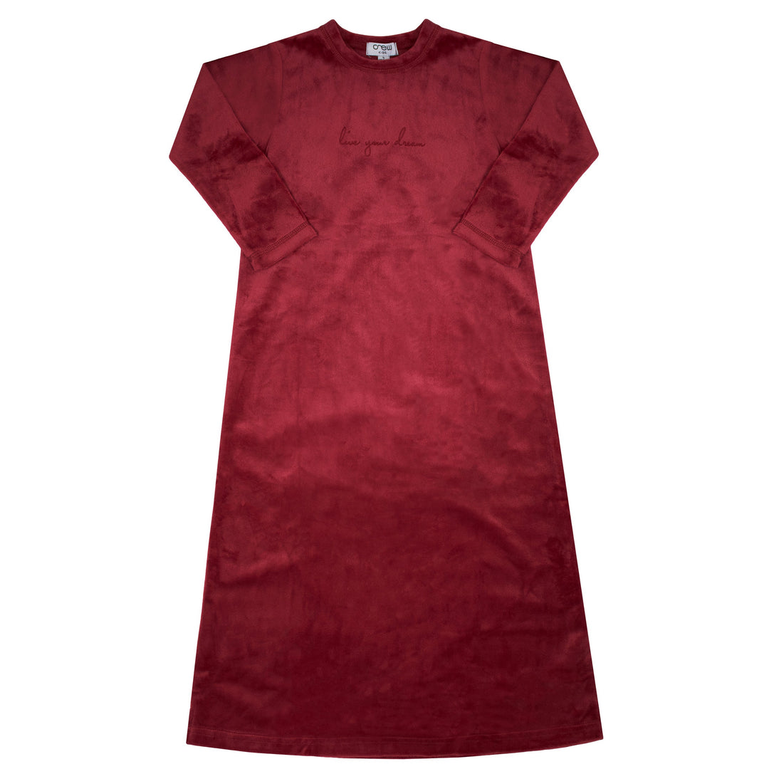 crew kids pink velour script nightgown