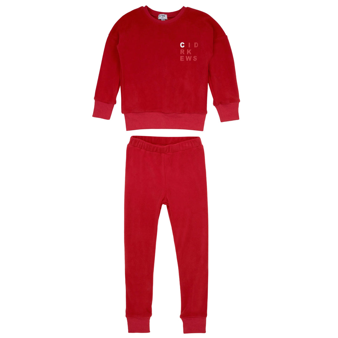 crew kids red fleece lounge set