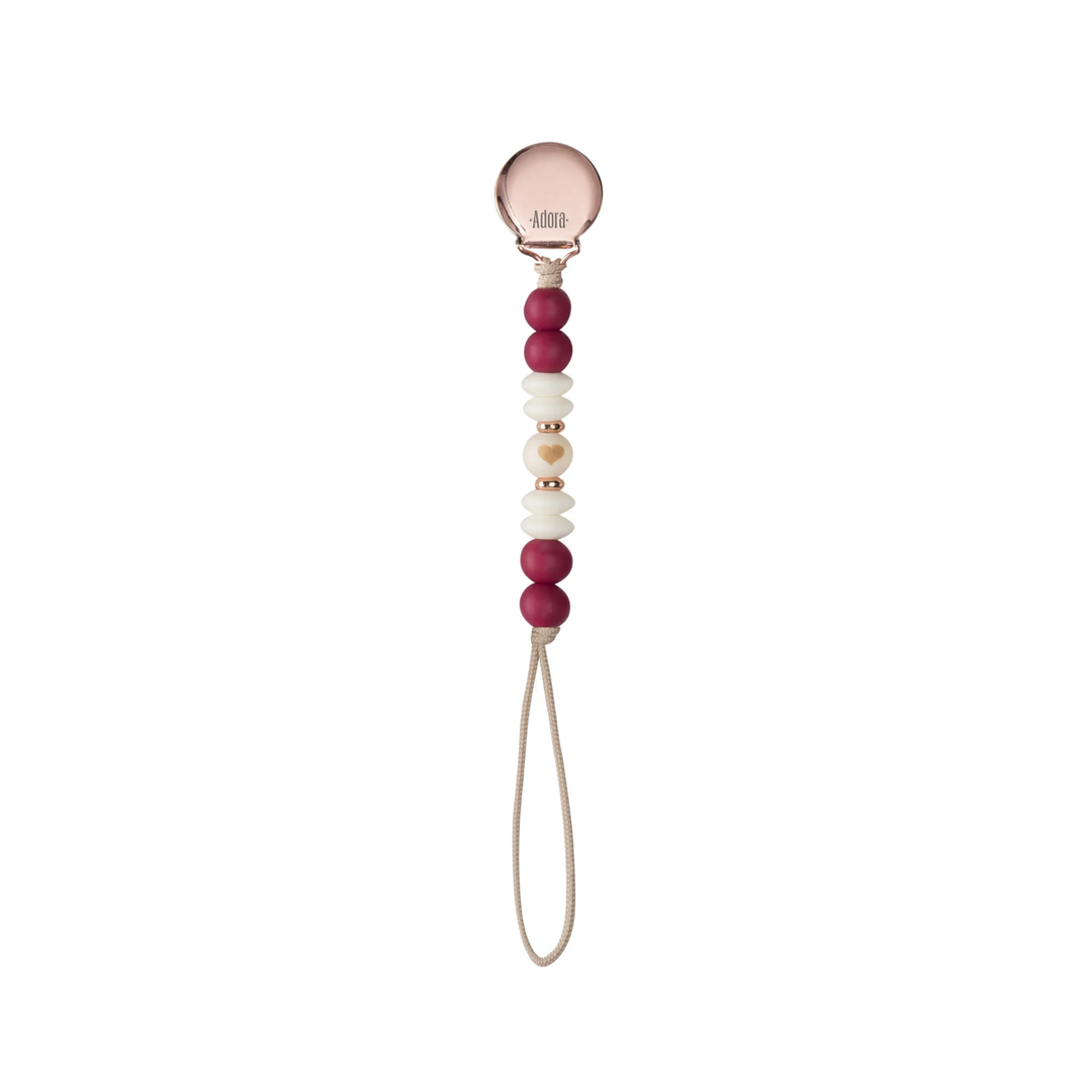 scarlet heart wood pacifier clip