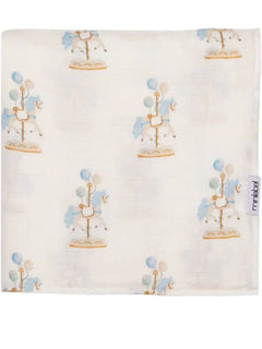 The Carousel Swaddle Blanket | Water Print Blue