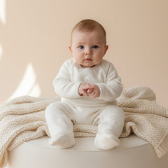 Petit Bateau - Baby Side Snap Embossed Hearts Footie - Organic Cotton