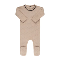 Ely's & Co Taupe Black Pindot Ribbed Footie