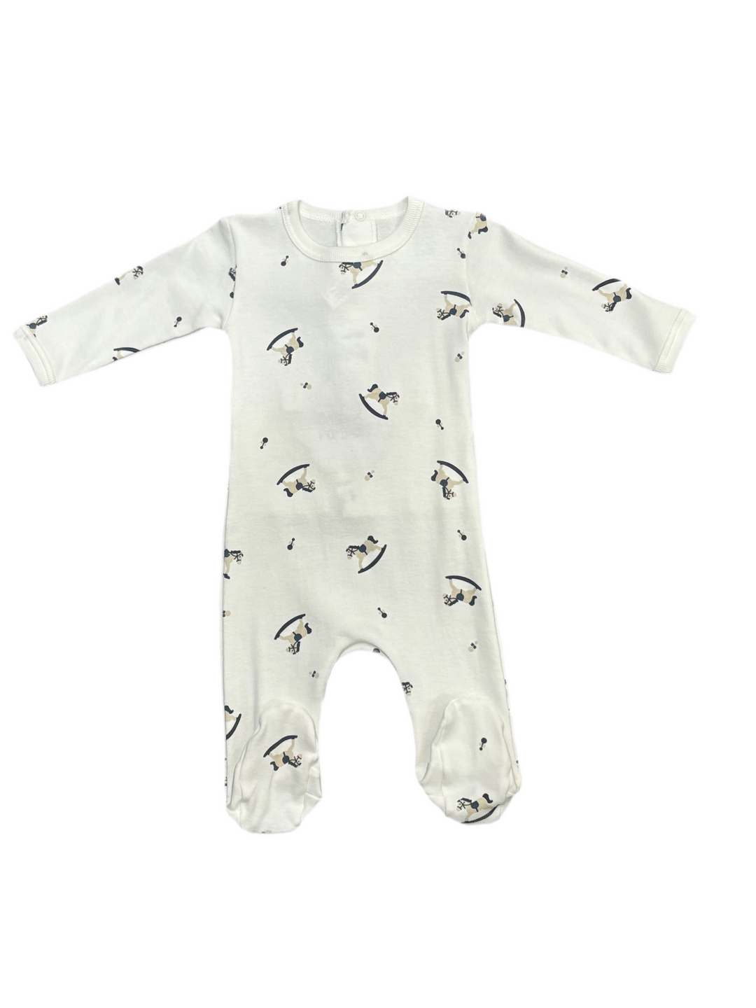 Cotton Pompom Ivory Rocking Horses Footie