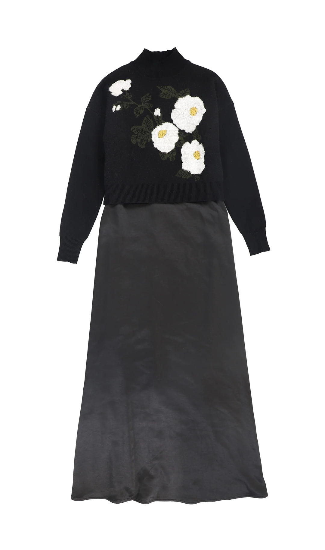 Valentina Flower Embroidered Sweater Maxi Dress