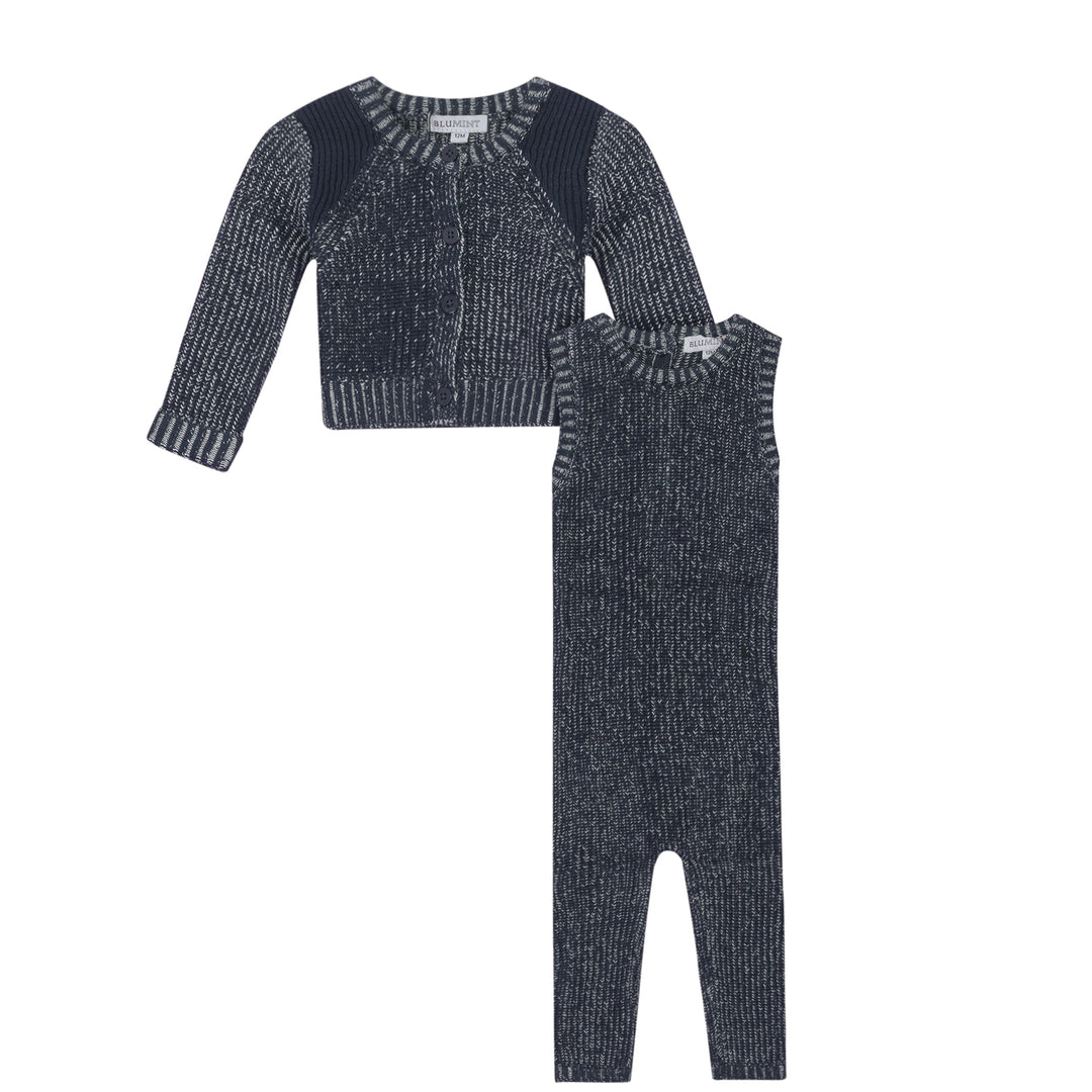 Blumint Navy Detailed Knit Cardigan and Overall