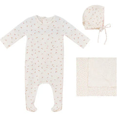 Bubani Pink Floral 3 Pc Layette Set