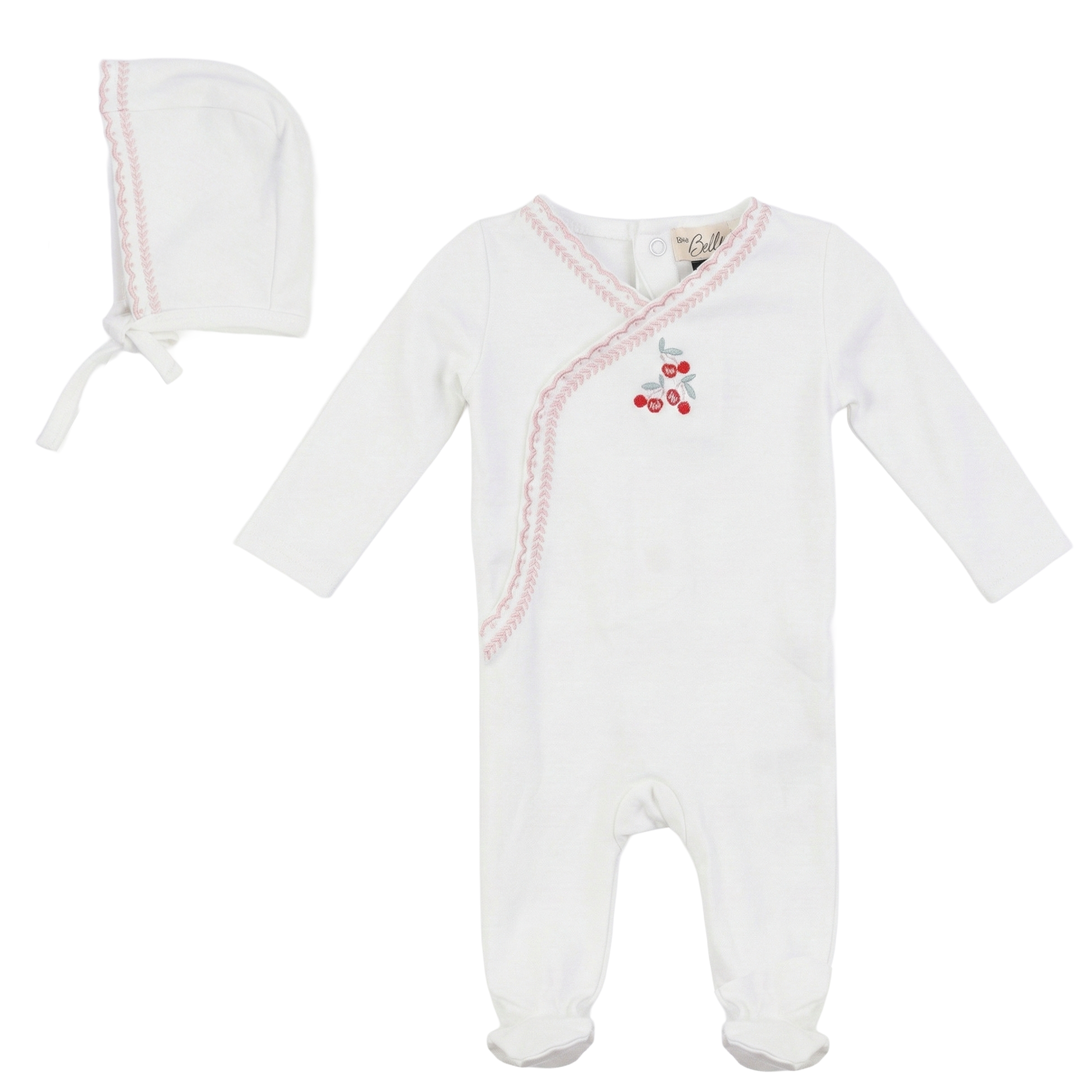 Bebe Bella Baby Cotton Spandex Girls Wrap Layette Cherry Print Soft Stretch Baby Outfit
