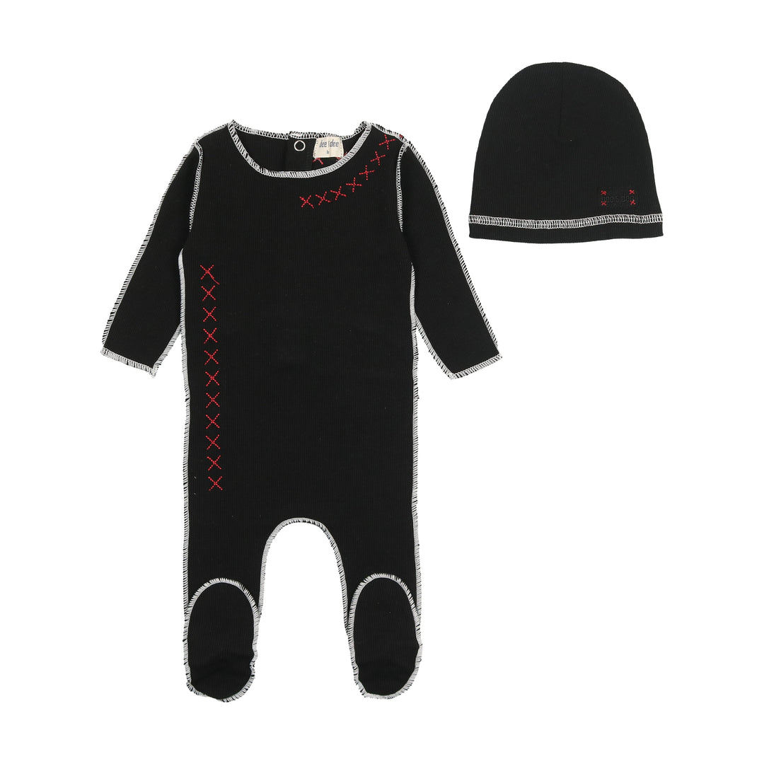 Bee & Dee Ebony Basic Contrast Footie + Beanie