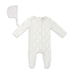 Bebe Bella Baby Cotton Spandex Girls Vine Layette Ivory Soft Stretch Baby Outfit Vine Print Design