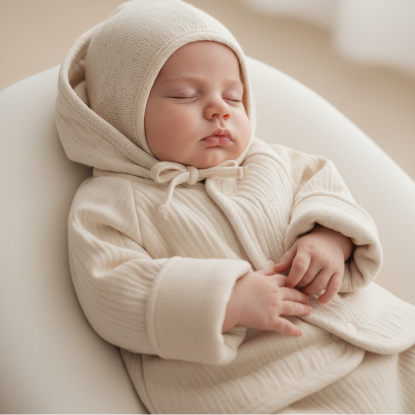 Bebe Organic Lumi Chenille Baby Jacket & Bonnet Set – Natural