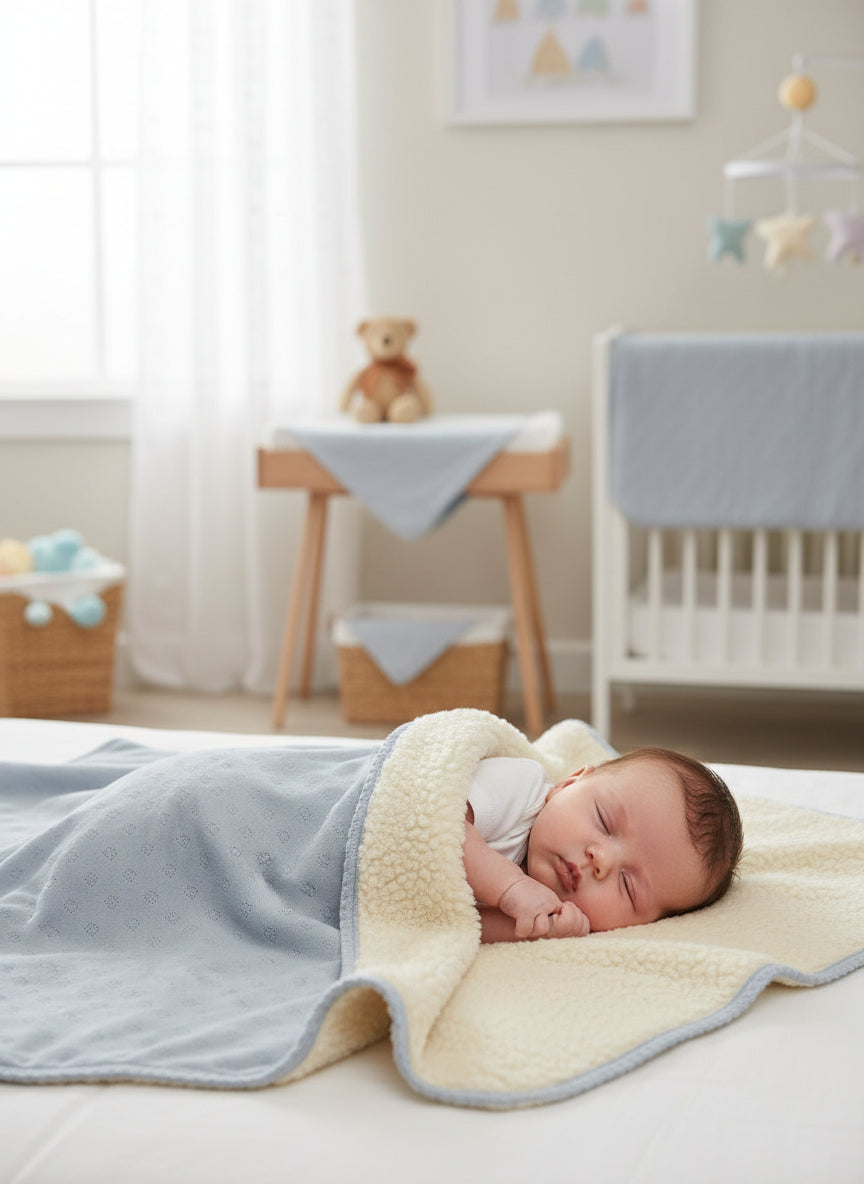 Bebe Organic Sea Heart Pointelle Fur Blanket