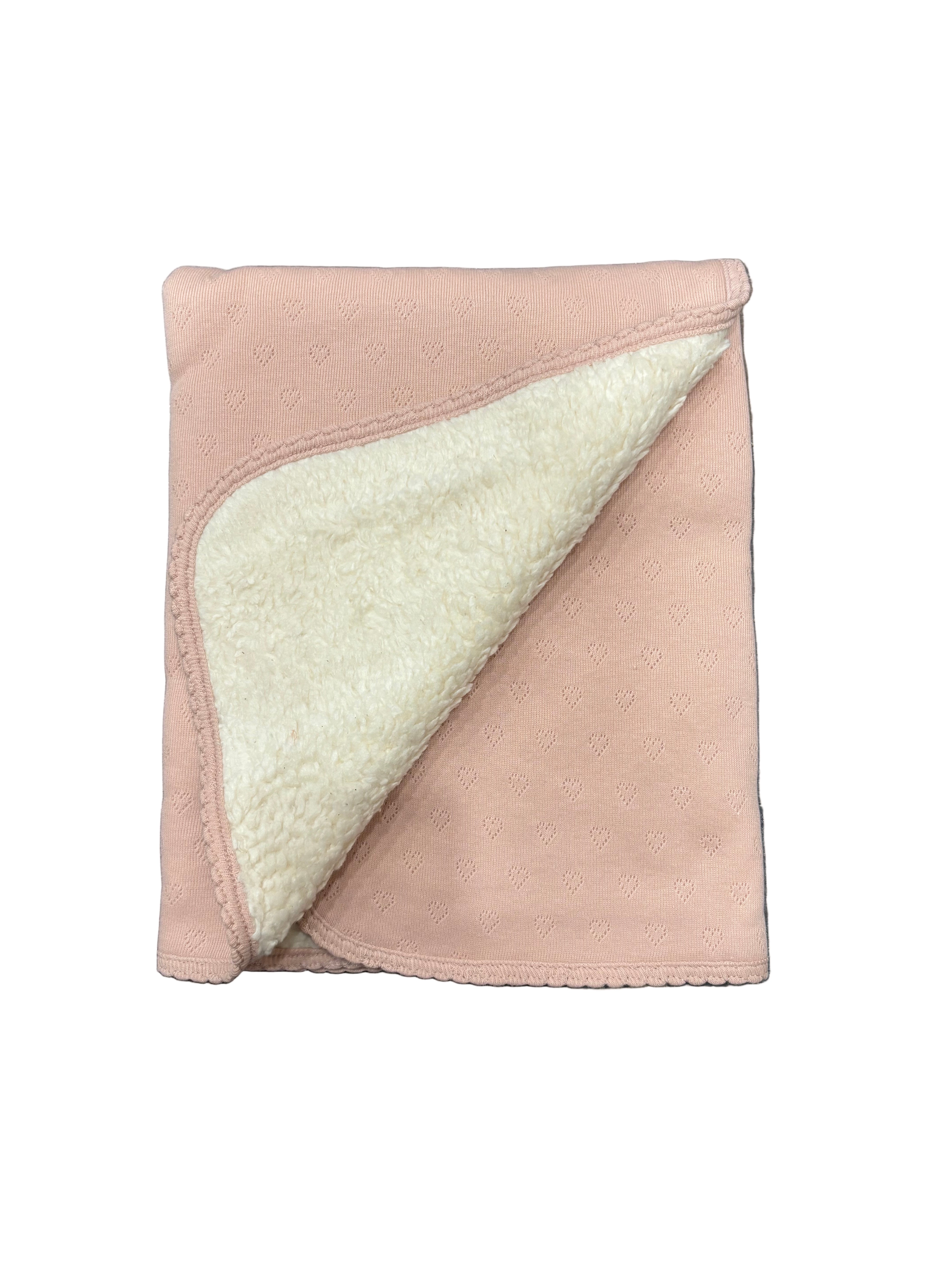 Bebe Organic Blush Heart Pointelle Fur Baby Blanket