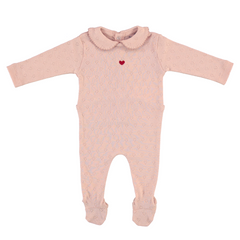 Bebe Organic Blush Red Heart Pointelle Footie