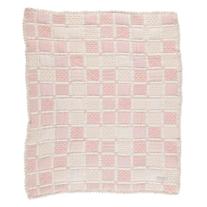 Bebe Organic Mai Patchwork Organic Cotton and Linen Heirloom Baby Blanket Boutique Designer Nursery Throw Dusty Rose
