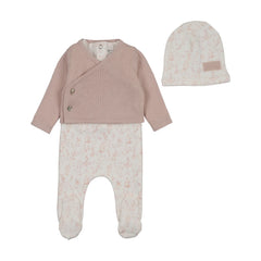 Bee and Dee Birdcage Toile Outfit Muted Pink Soft Cotton Baby Set Birdcage Toile Print