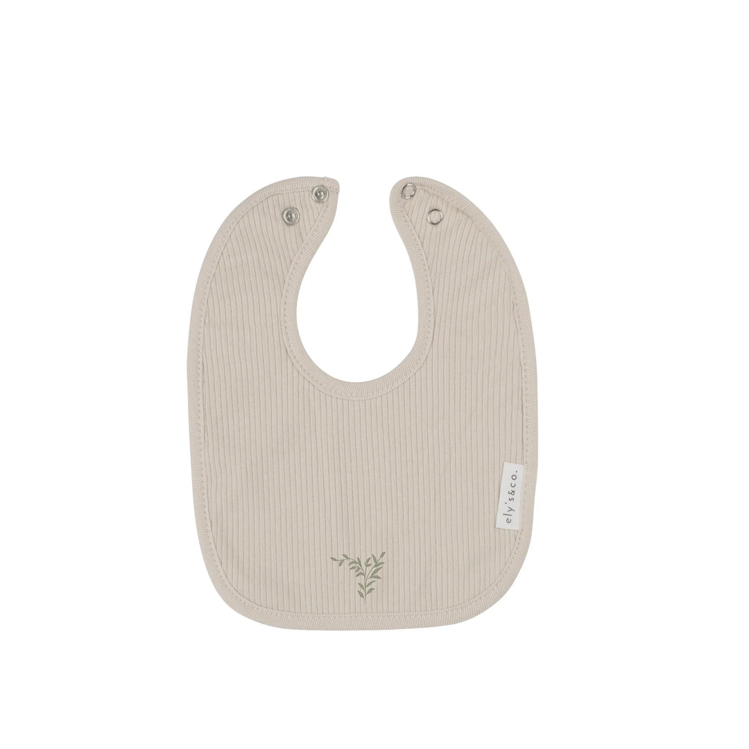 Elys & Co Embroidered Ginkgo Tan Bib