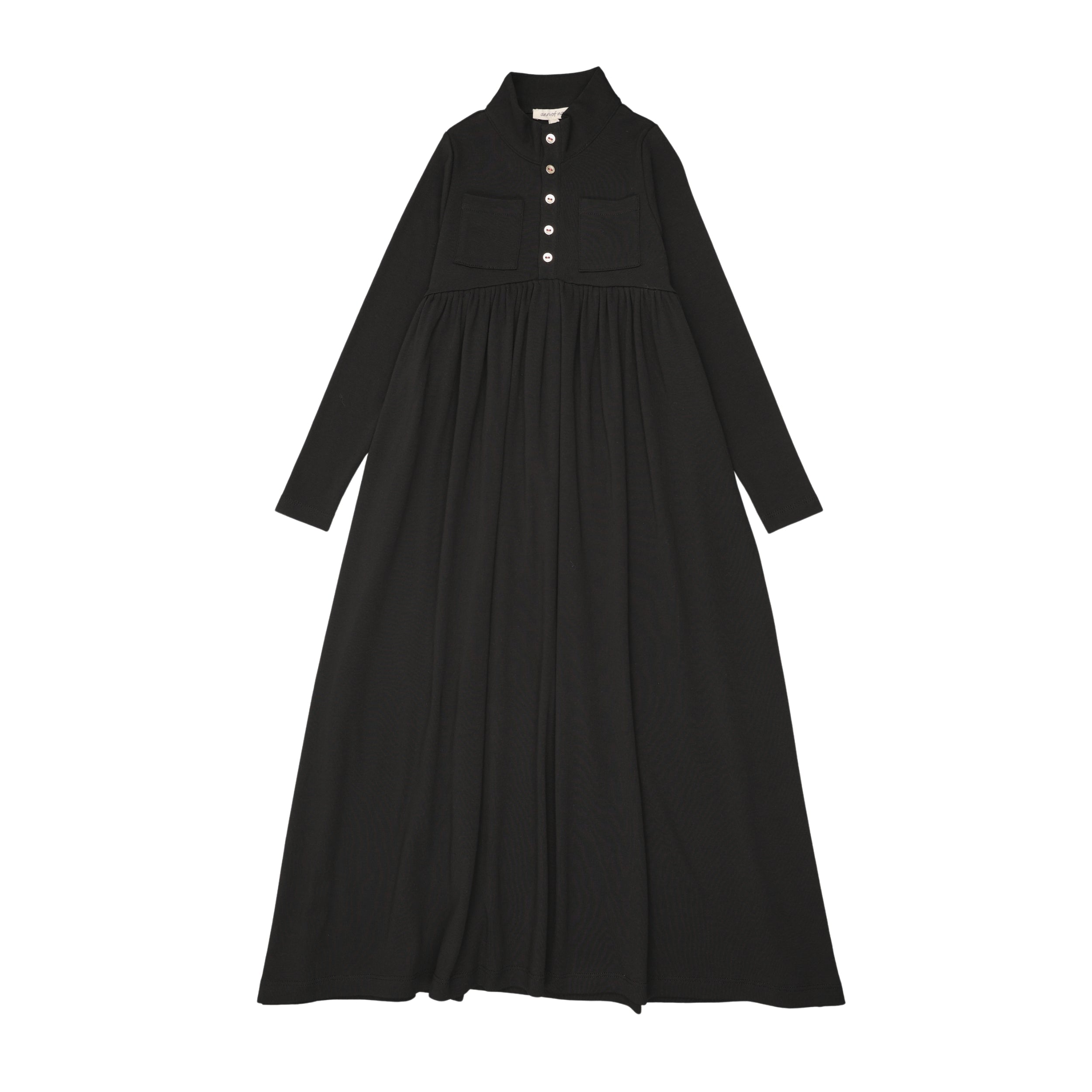 Black dress with long sleeves on a white background