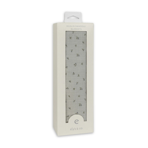 Ely's & Co Floral Embroidered Collar Collection Muslin Swaddle Soft Cotton Baby Swaddle Blanket Embroidered Floral Collar Design