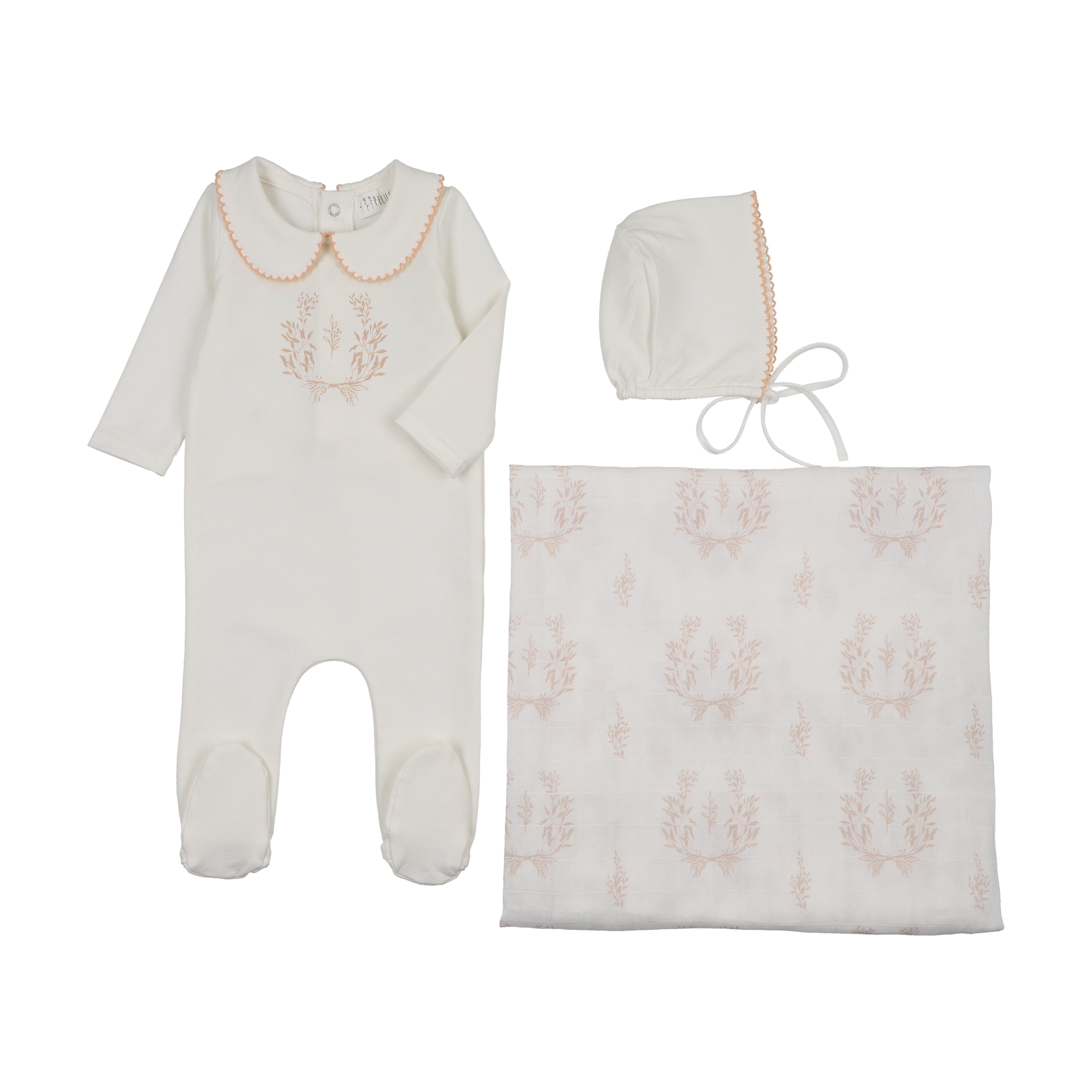 Peluche Bebe - Botanical Footie 3 Pc Set with Collar