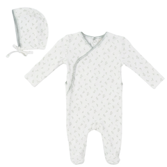 Bebe Bella Boys Fake Wrap Cherry Rib Stretchie Soft Rib Cotton Baby Footie Cherry Print Design