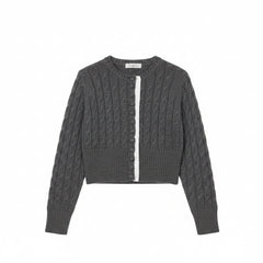 John Richmond – Charcoal Grey Cable-Knit Cardigan