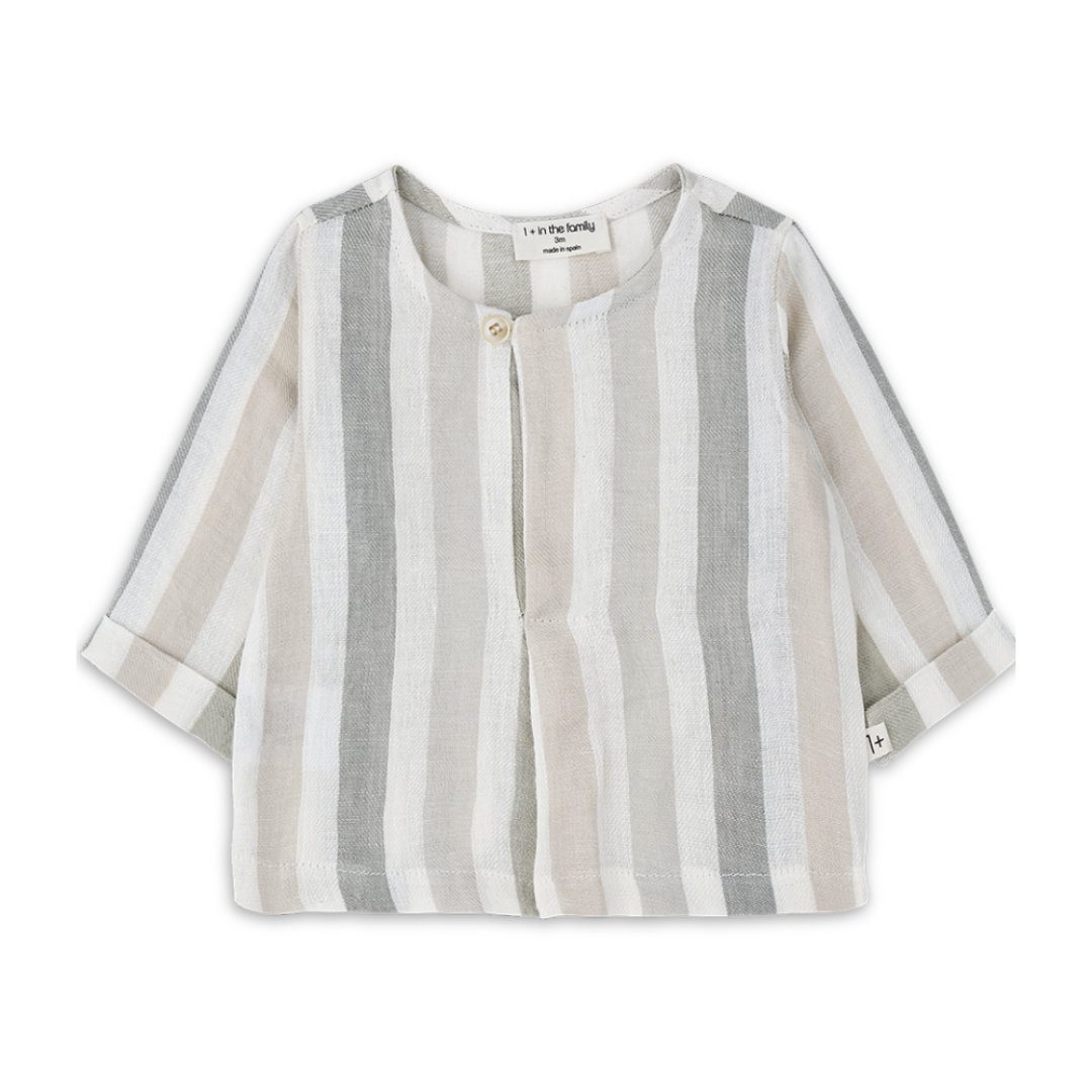 1+ in the family Beige Shirt Soft Cotton Kids Button Front Top Lightweight Design