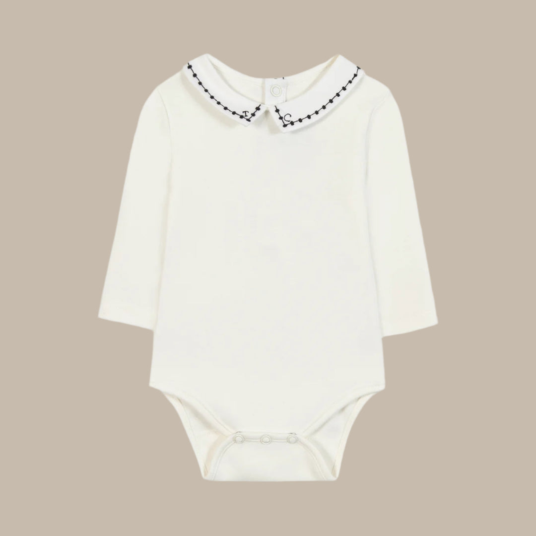 Tartine et Chocolat Ecru Pointed Collar Bodysuit