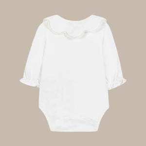 Tartine et Chocolat Ecru Ruffled Collar Bodysuit
