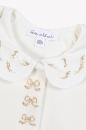 Tartine et Chocolat Ecru Bow Collar Footie