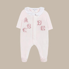 Tartine Et Chocolat Pale Pink Embroidered Footie