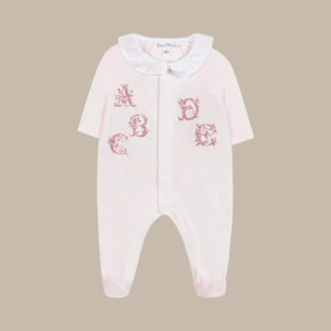 Tartine Et Chocolat Pale Pink Embroidered Footie