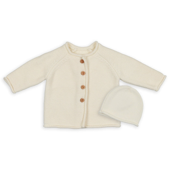 PELUCHE KNIT CARDIGAN + HAT