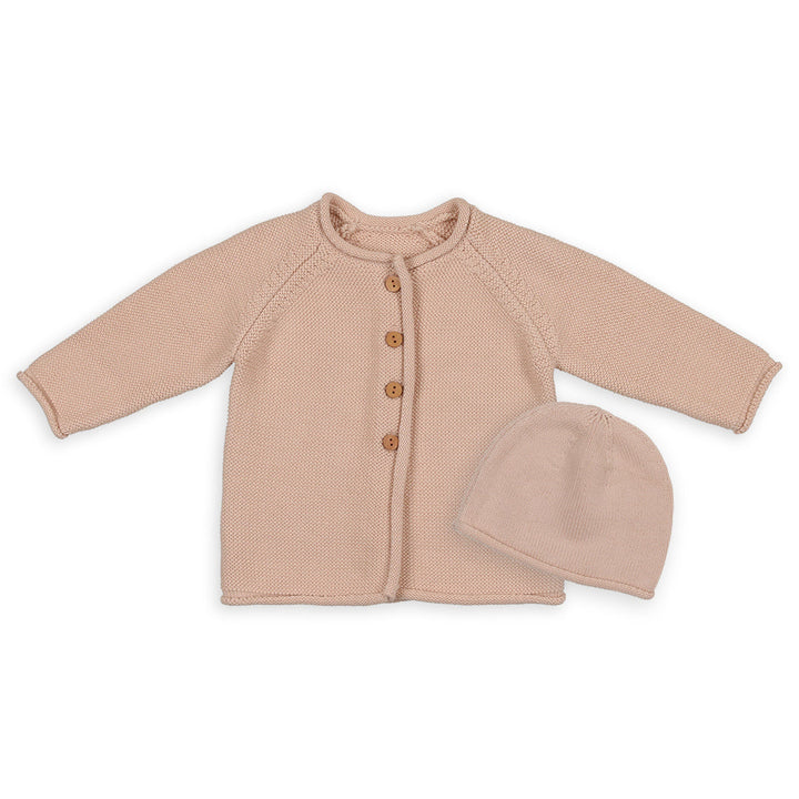 PELUCHE KNIT CARDIGAN + HAT