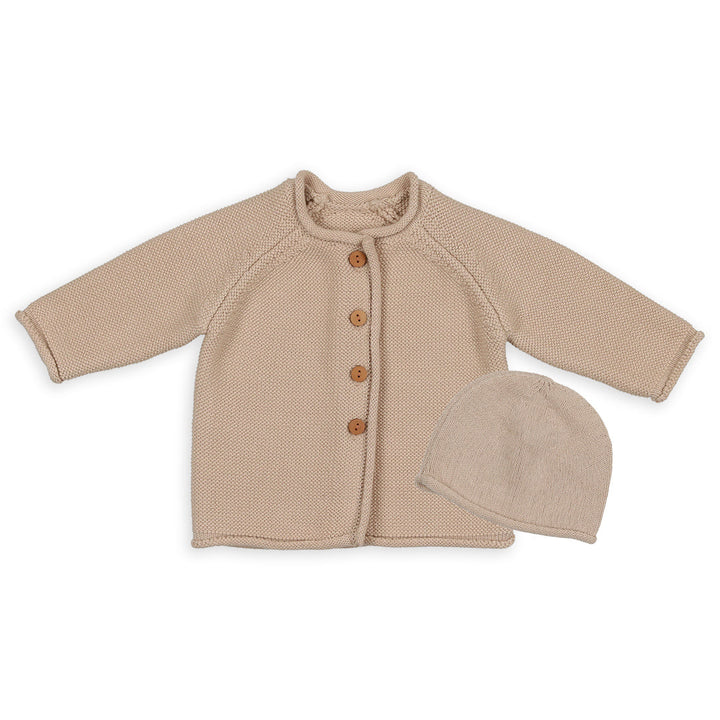 PELUCHE KNIT CARDIGAN + HAT