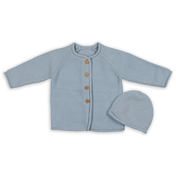 PELUCHE KNIT CARDIGAN + HAT