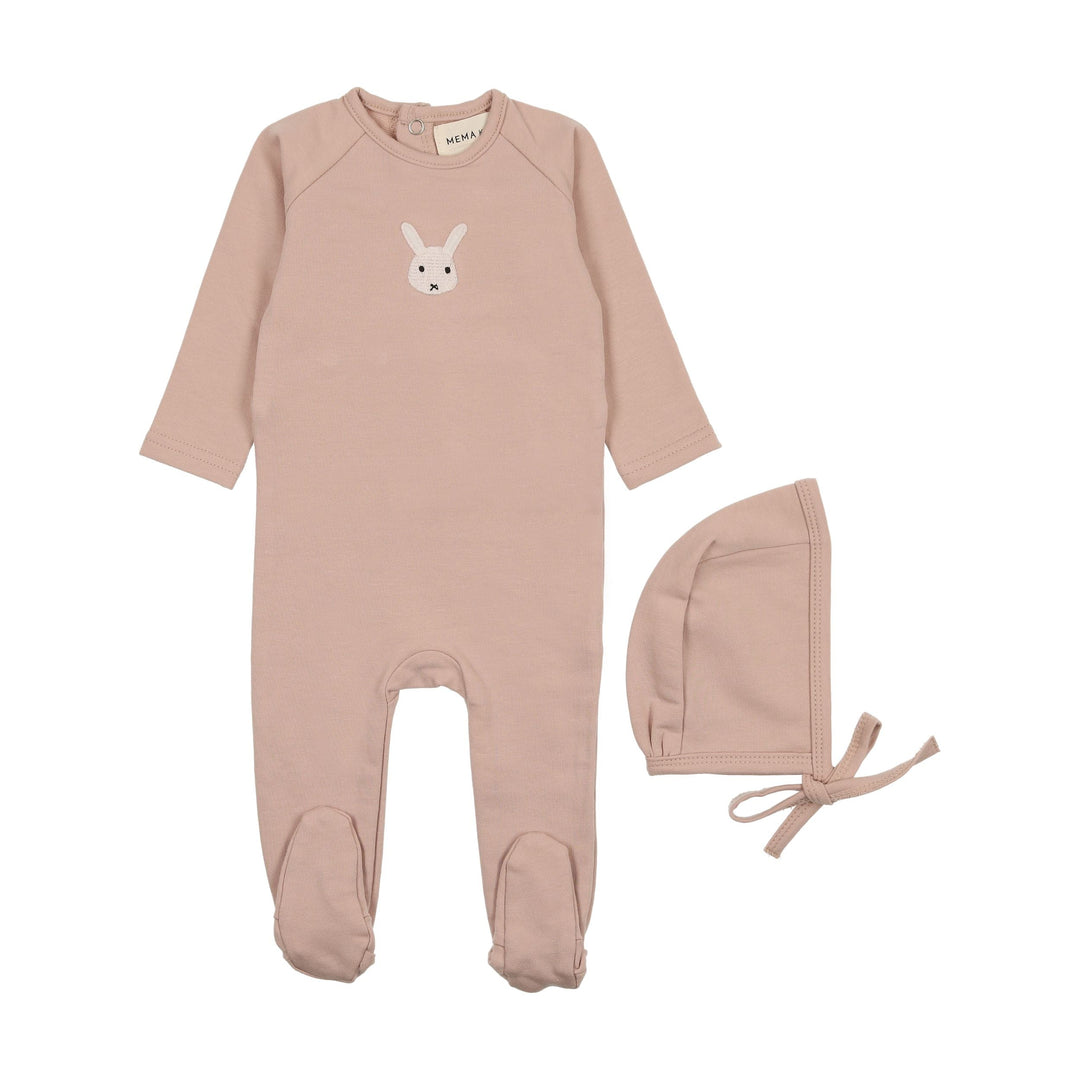 Mema Knits Pale Pink French Terry Animal Footie