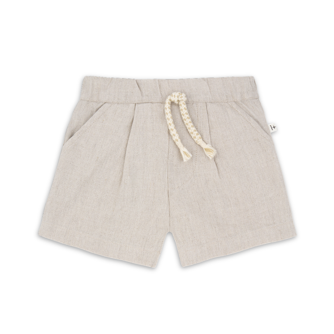 1+ in the family Beige Bermuda Cotton Kids Shorts Elastic Waist Summer Essential