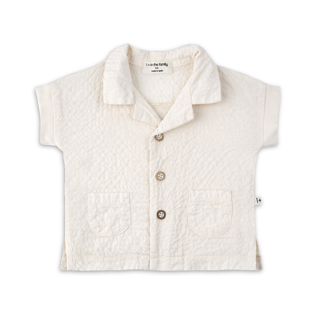 1+ in the family Ecru Shirt Soft Cotton Kids Button Front Top Lightweight Design