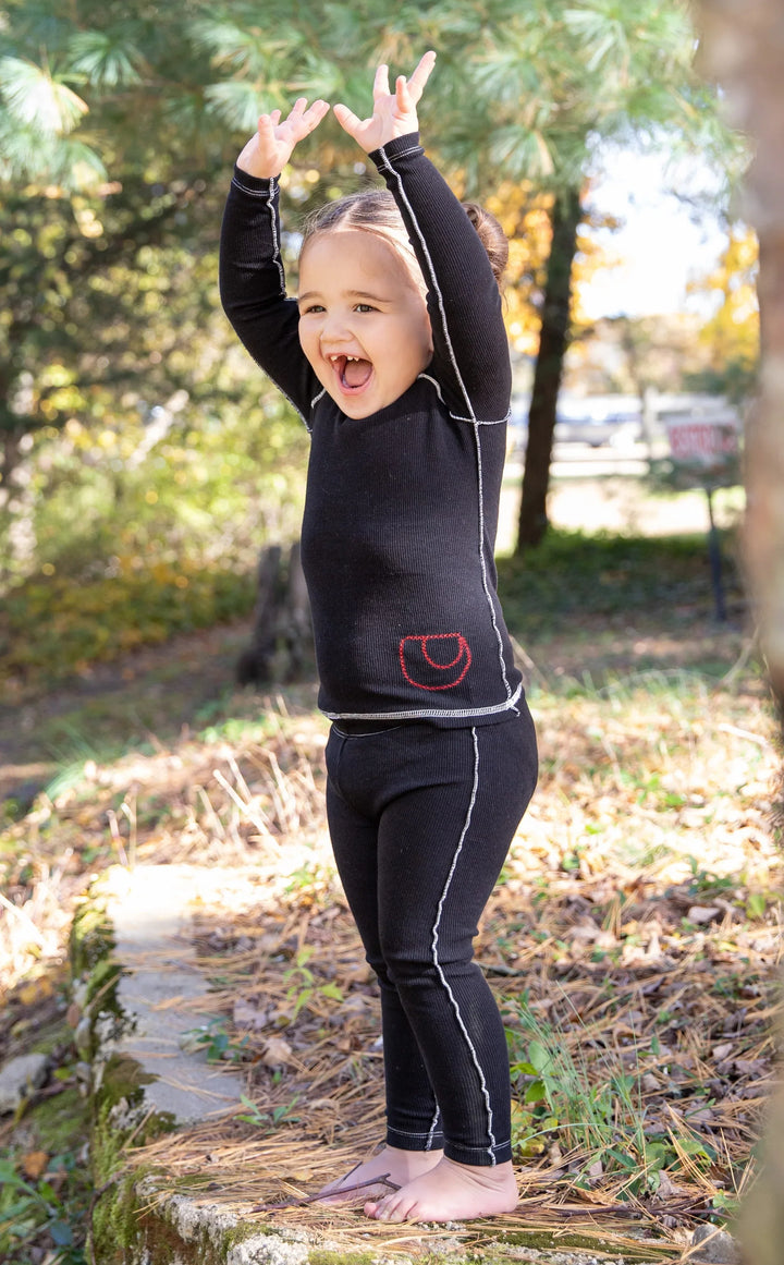 Bee & Dee Black Contrast Ribbed Loungewear