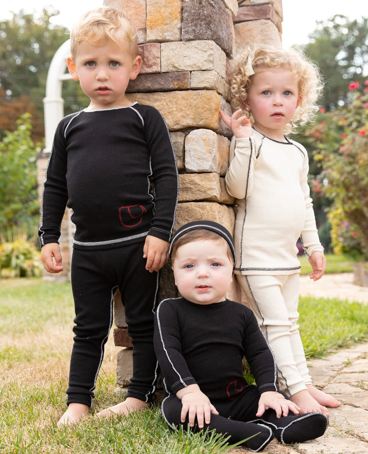 Bee & Dee Black Contrast Ribbed Loungewear